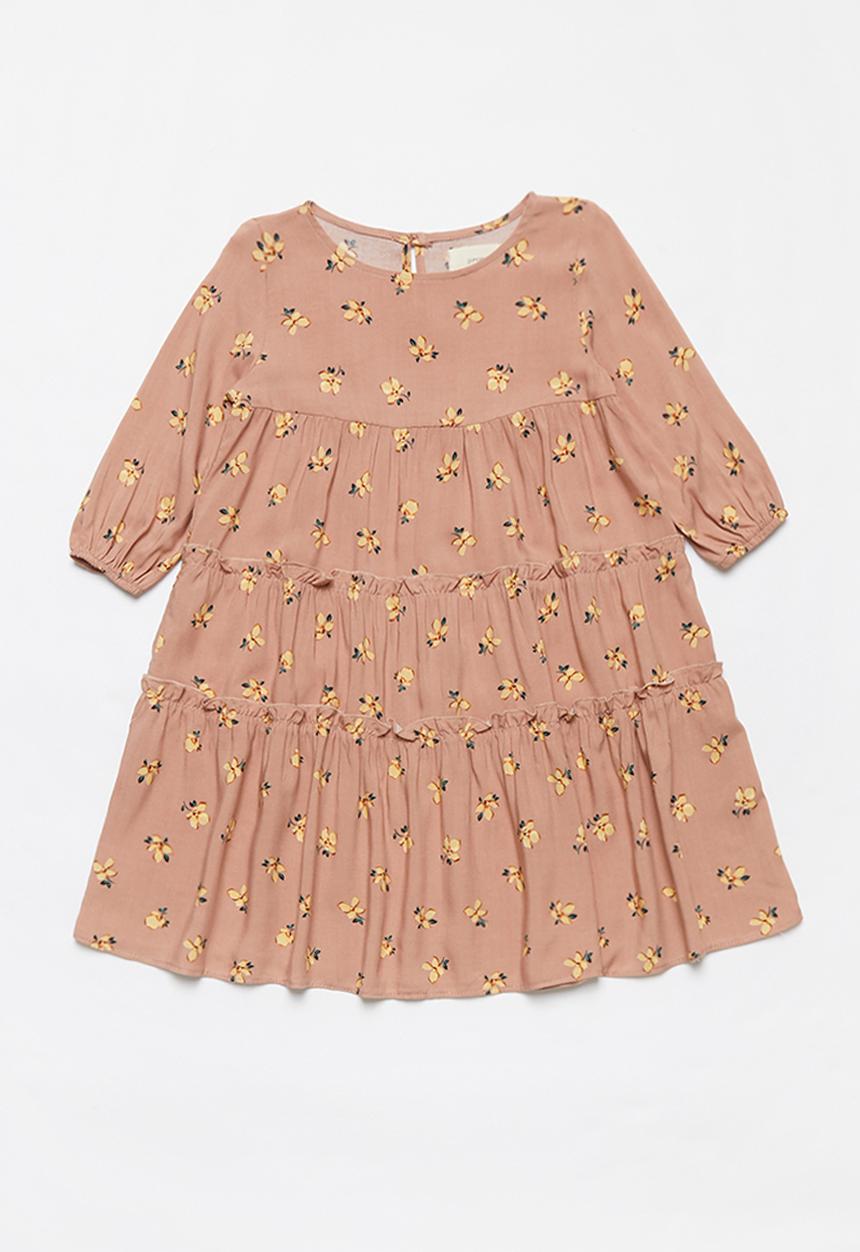Superbalist Kids - Tiered printed dress - pink & yellow 
