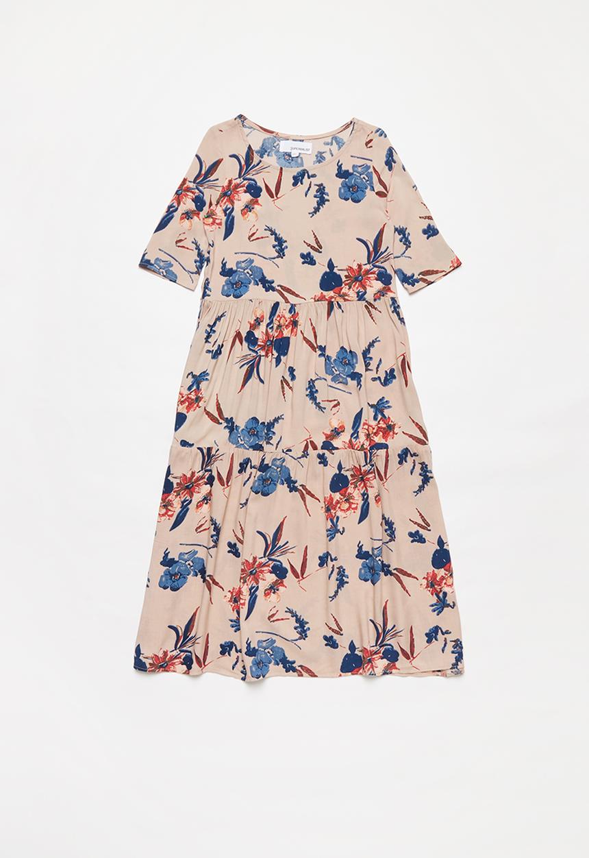 Superbalist - Tiered midi dress - pink & blue 