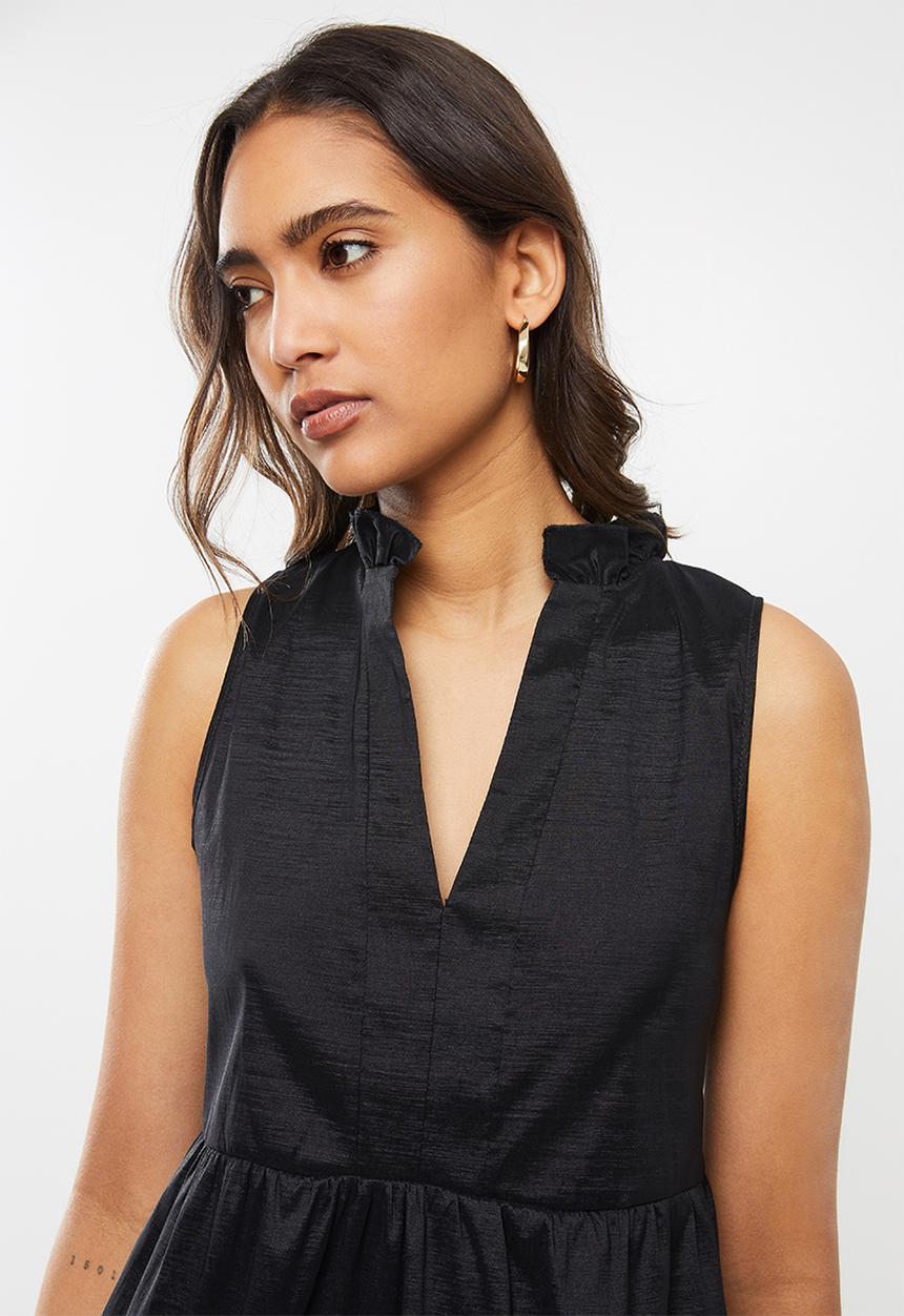 VELVET - Pie-crust tiered mini dress-black