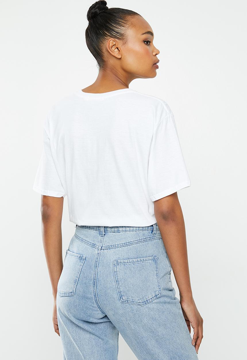 Missguided - Emotions graphic short sleeve oversize tee - white