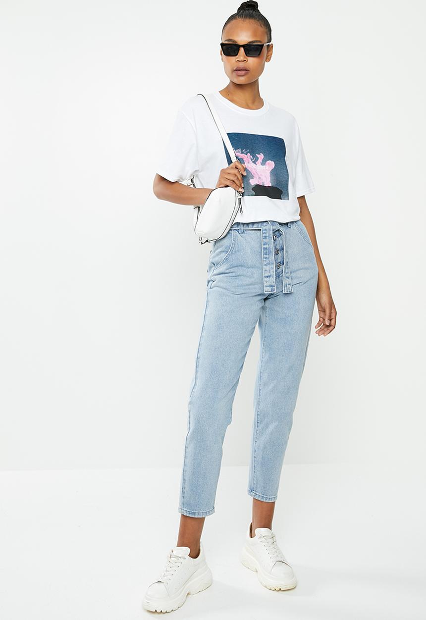 Missguided - Emotions graphic short sleeve oversize tee - white