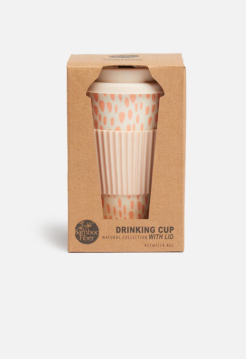 Excellent Houseware - Bamboo drinking mug - pink & white