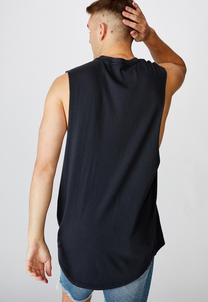 Factorie - Daytona beach graphic muscle tank - washed black