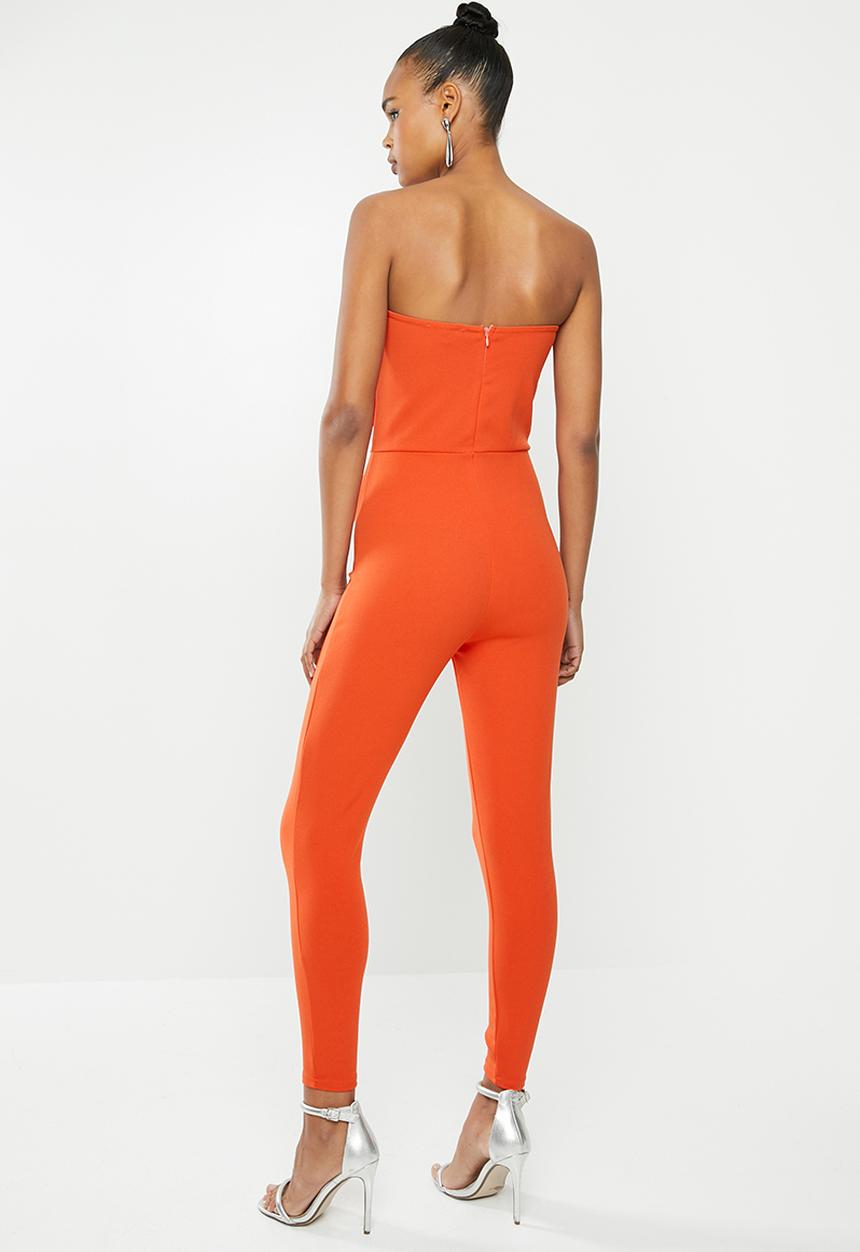 Missguided - Bow front bandeau jumpsuit - orange