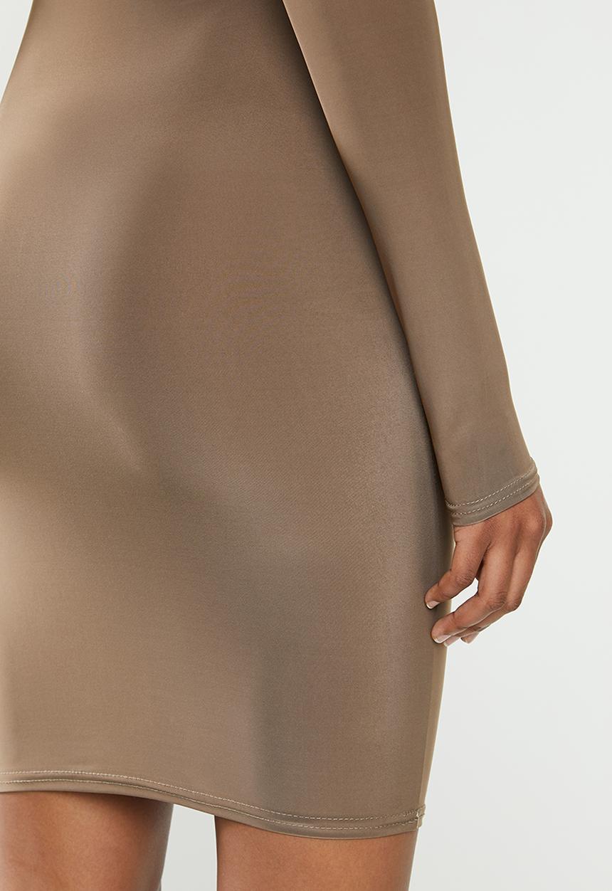 Missguided - Seam free slinky one shoulder mini - brown