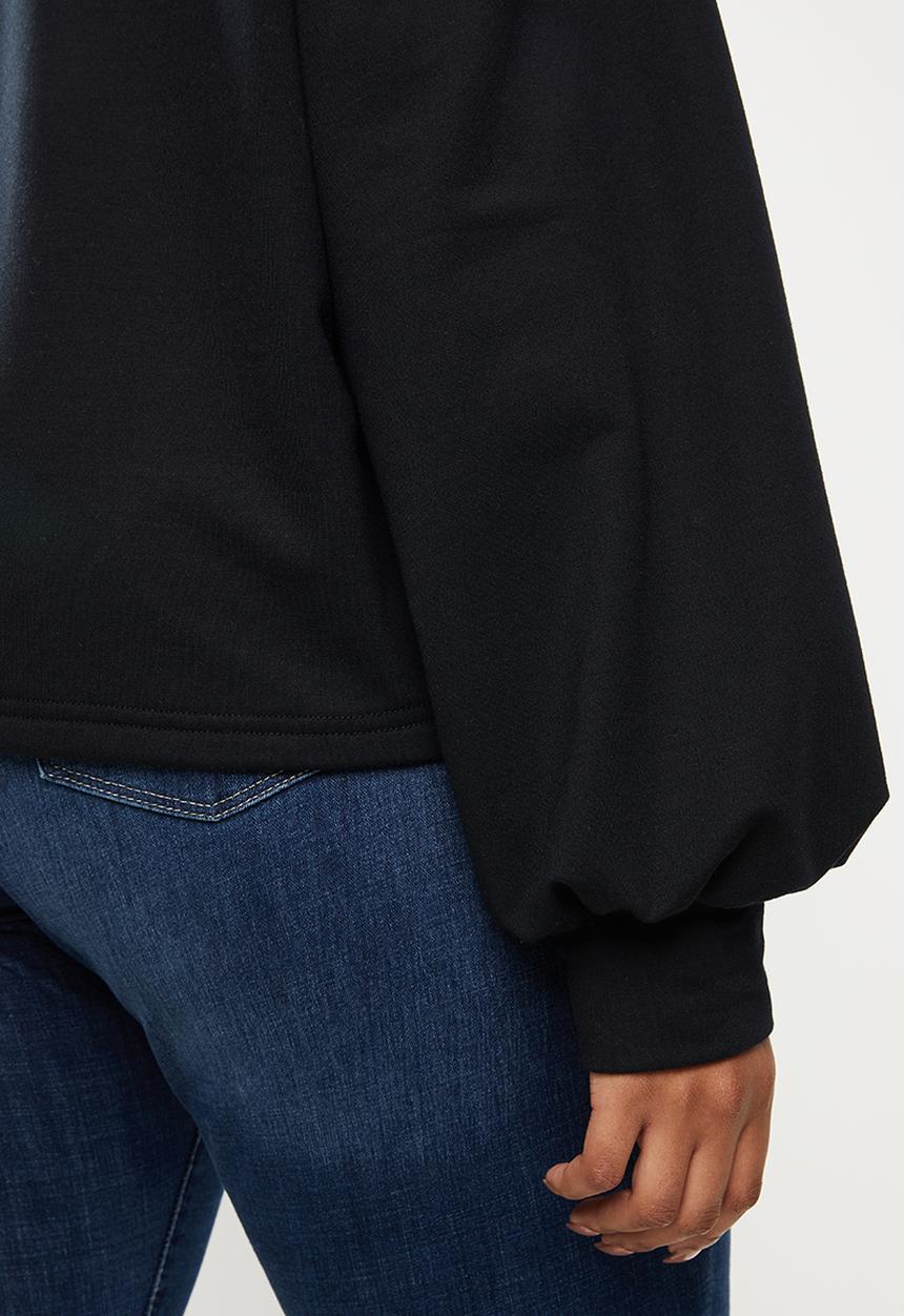Me&B - Plus funnel neck sweat top - black & white