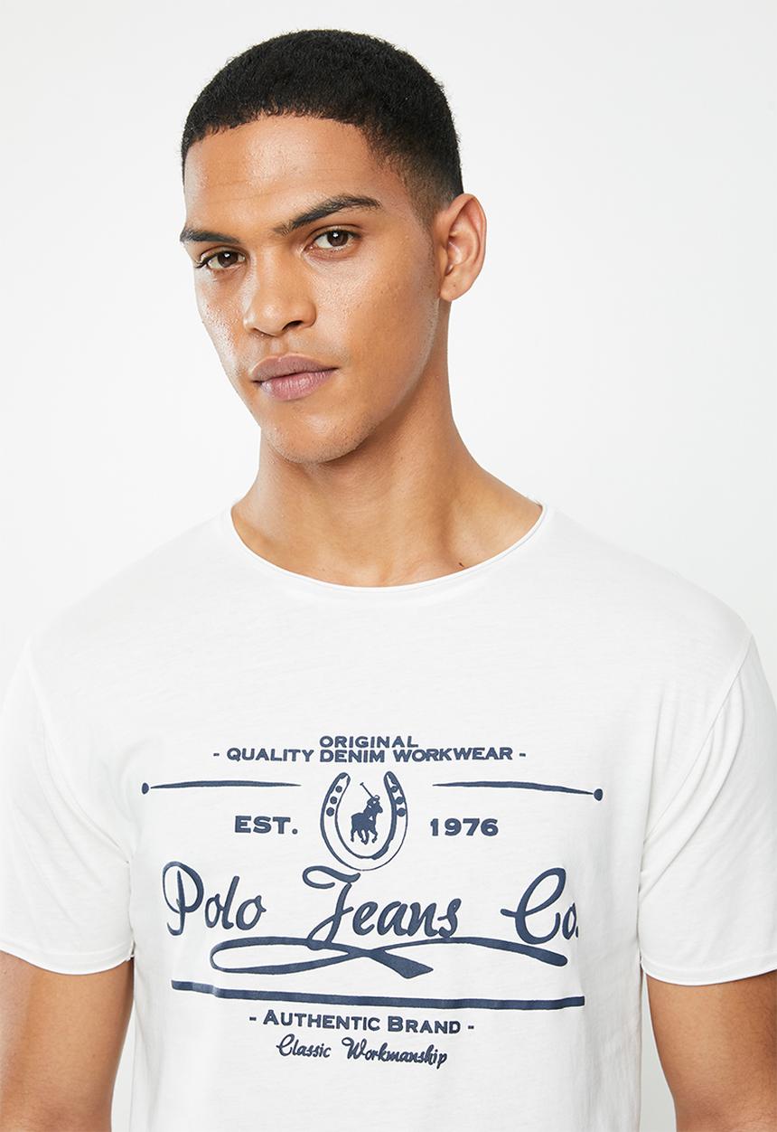 POLO - Pjc jake short sleeve printed logo tee - white
