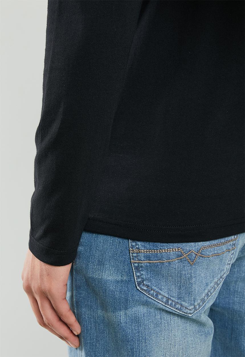POLO - Sport leo ls chest print henley T-shirt - black