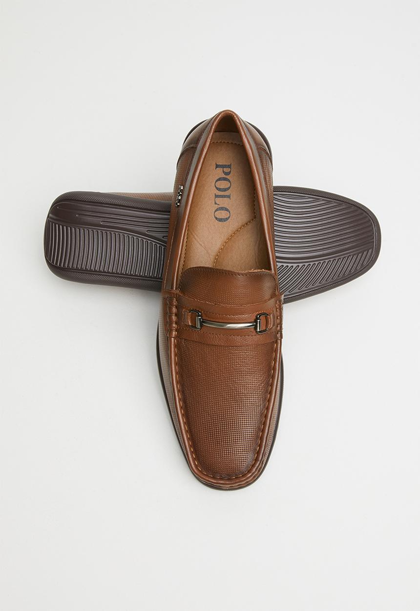 POLO - Mens joey pin punch trim vamp loafer - brown 