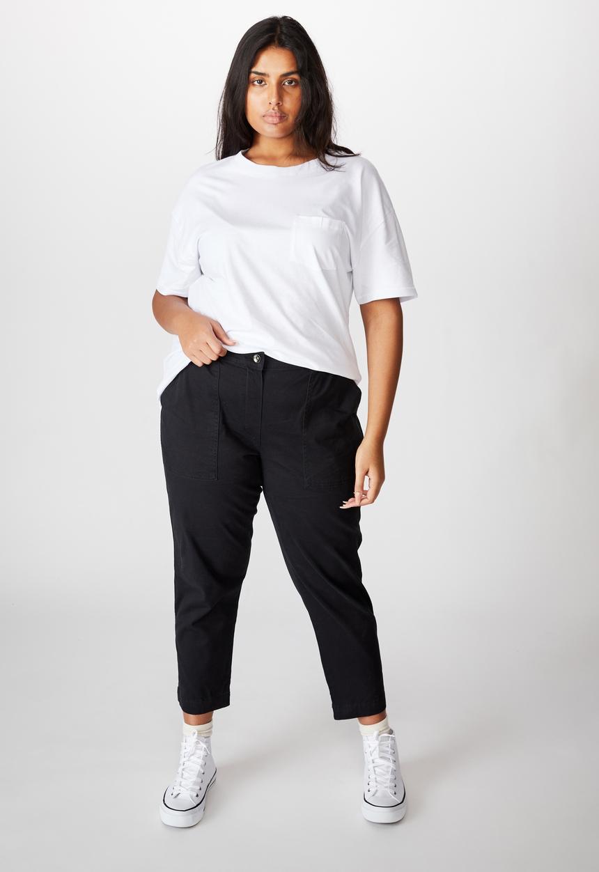 Cotton On - Curve high rise chino - washed black