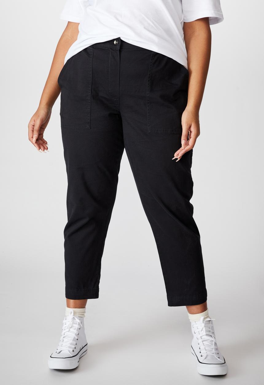 Cotton On - Curve high rise chino - washed black