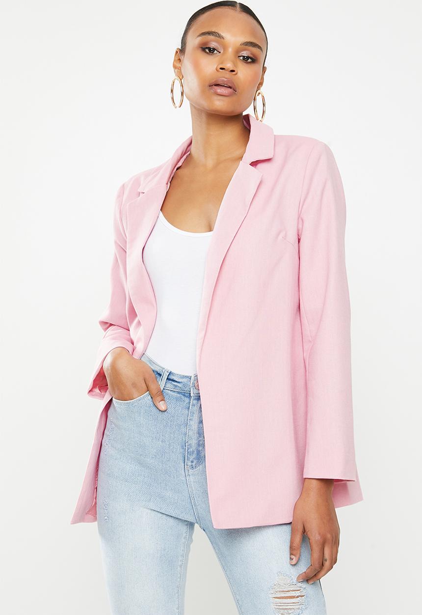 Missguided - Linen boyfriend blazer - pink