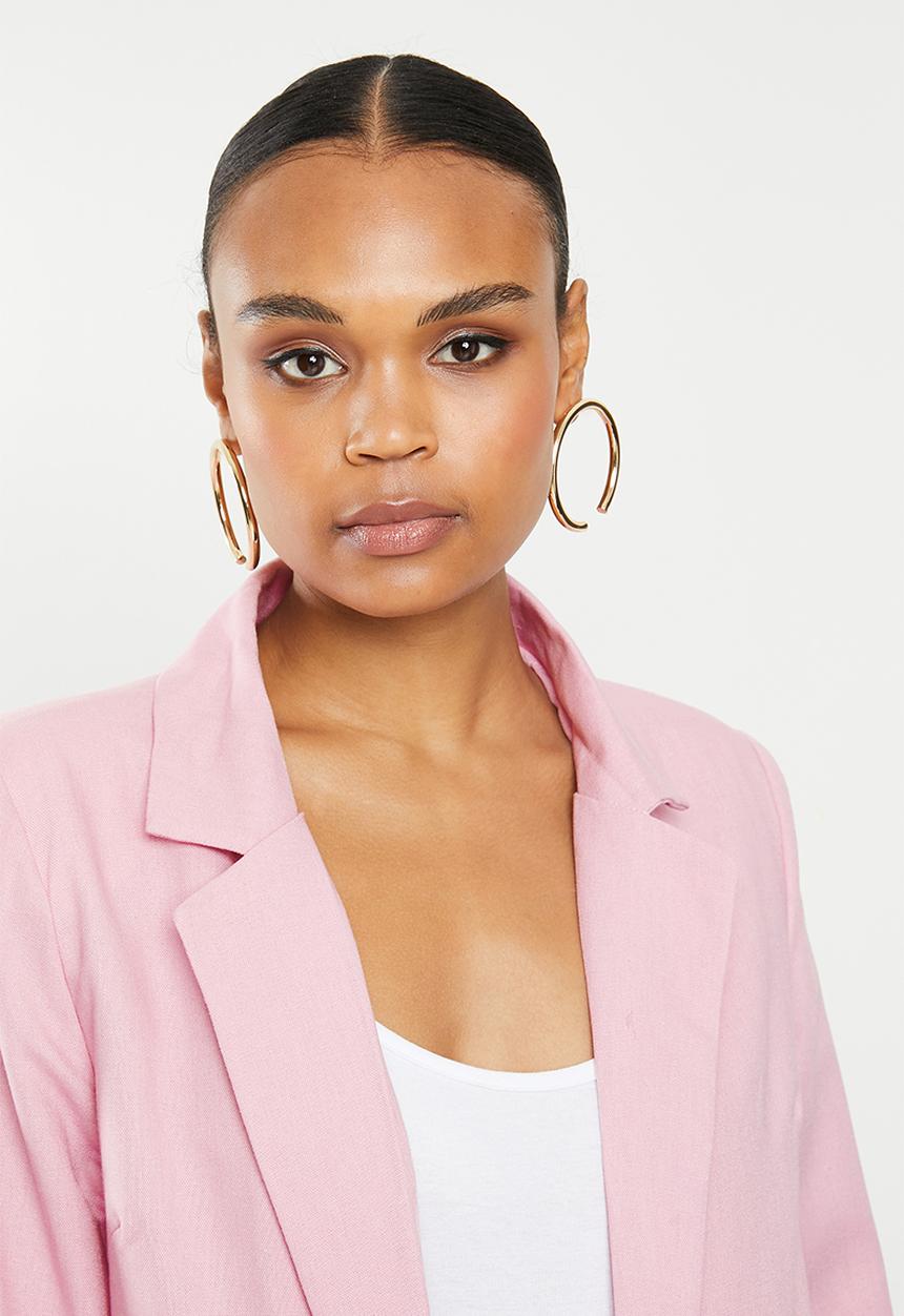 Missguided - Linen boyfriend blazer - pink
