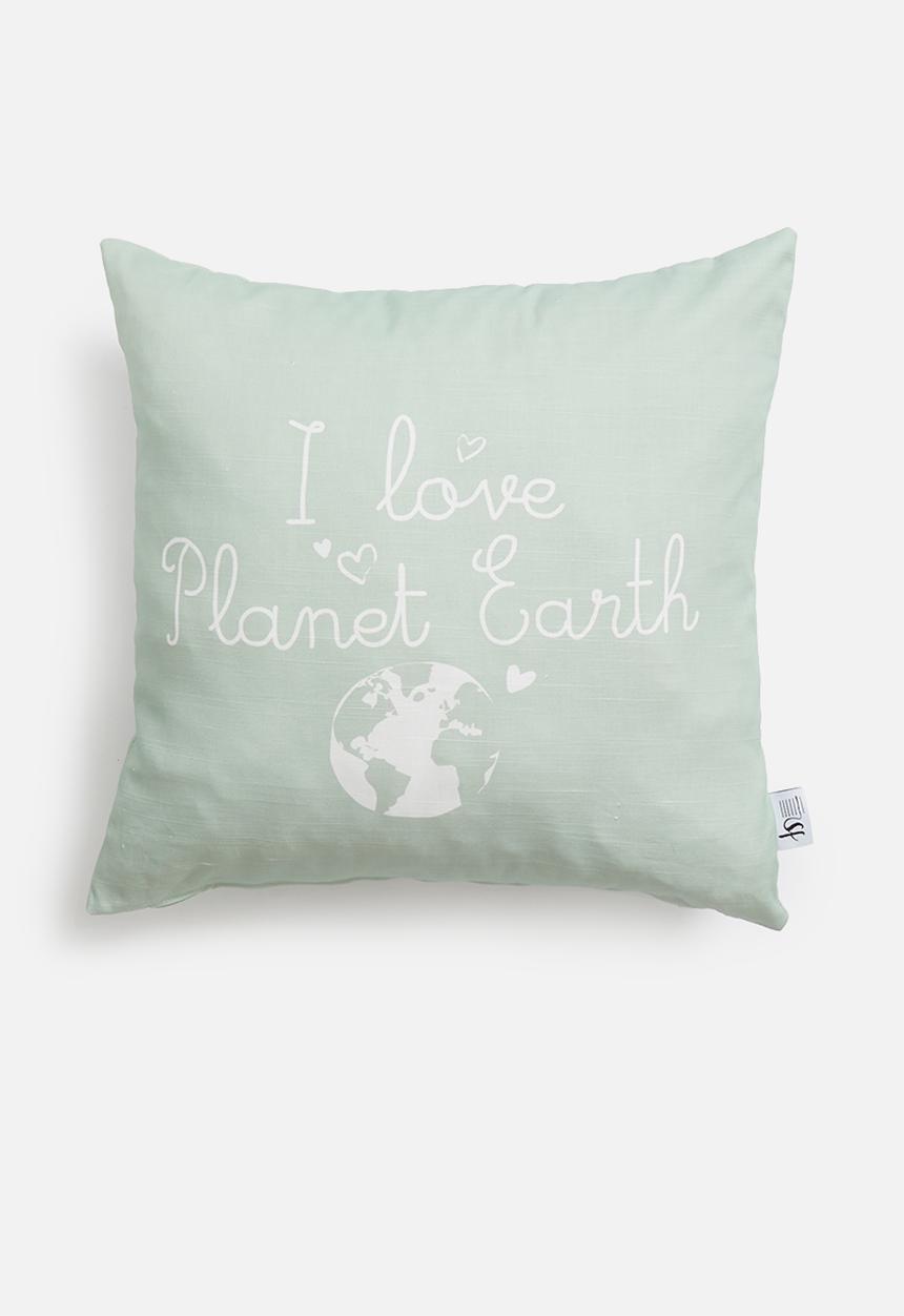 Sixth Floor - Planet earth cushion cover - sea foam