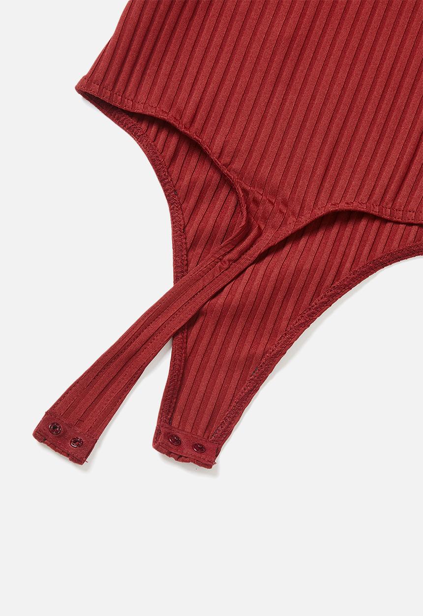 Missguided - Petite one shoulder cut out bodysuit - burgundy