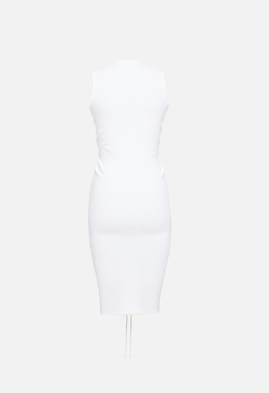 Missguided - Petite v-neck ruched rib sleeveless midi dress - white
