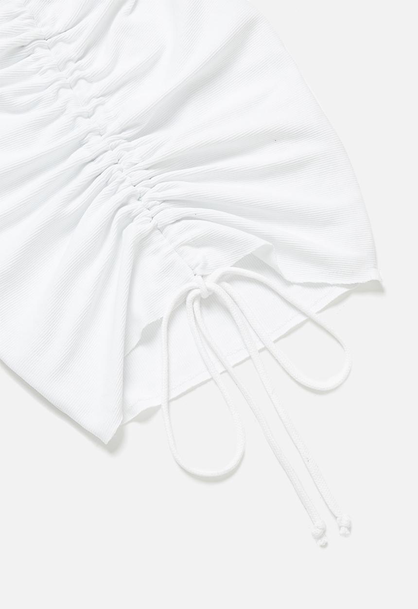 Missguided - Petite v-neck ruched rib sleeveless midi dress - white