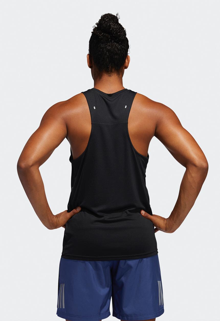 adidas Performance - 3 Stripe own the run singlet - black