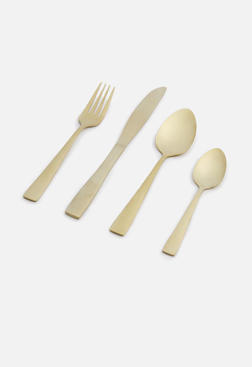 Sixth Floor - Cutlery set 16pcs - matt gold 