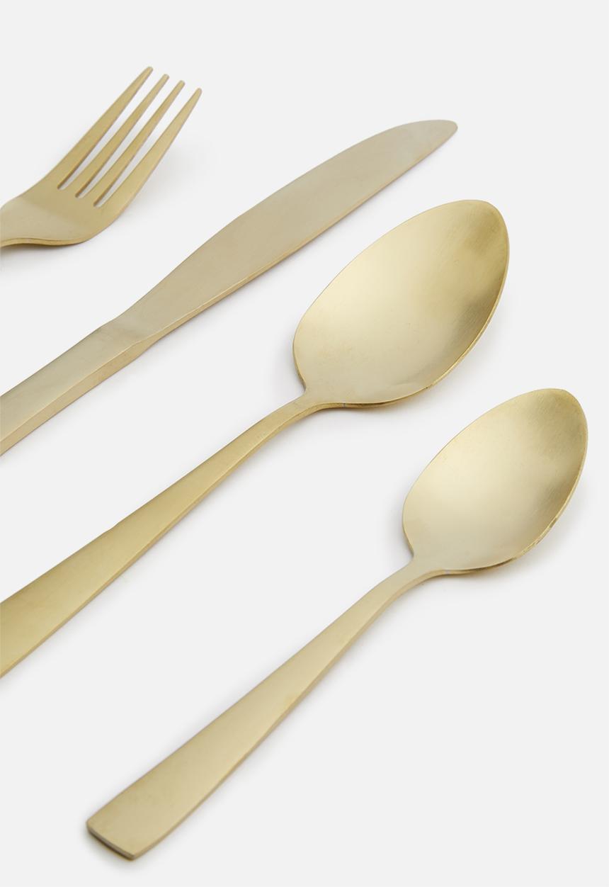Sixth Floor - Cutlery set 16pcs - matt gold 