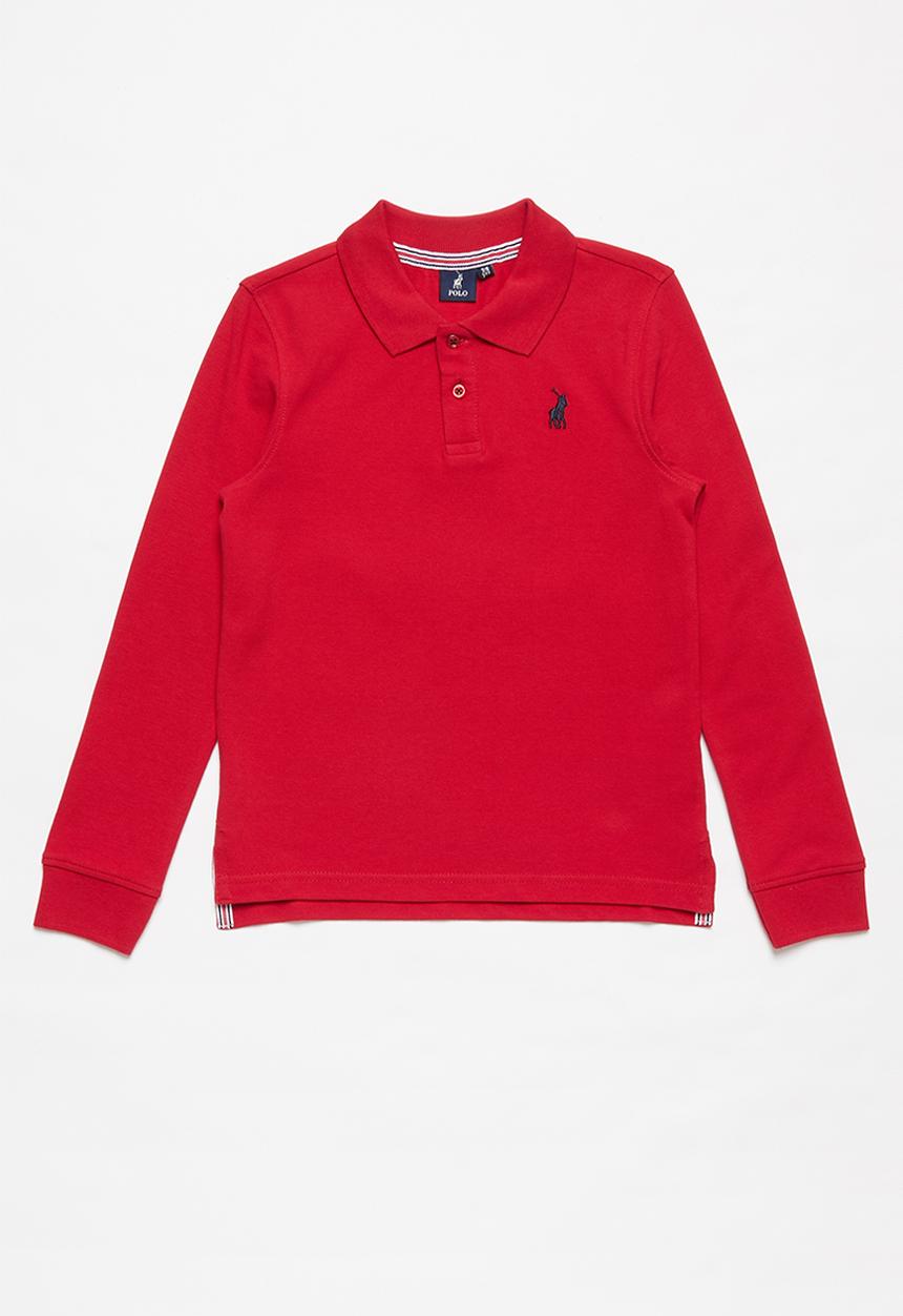 POLO - Boys Robert long sleeve golfer - red