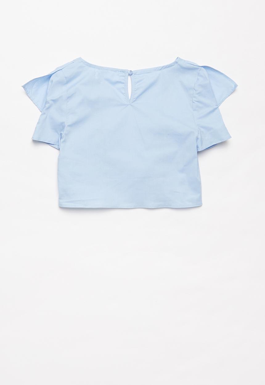 Superbalist - Girls cropped ruffle top - blue
