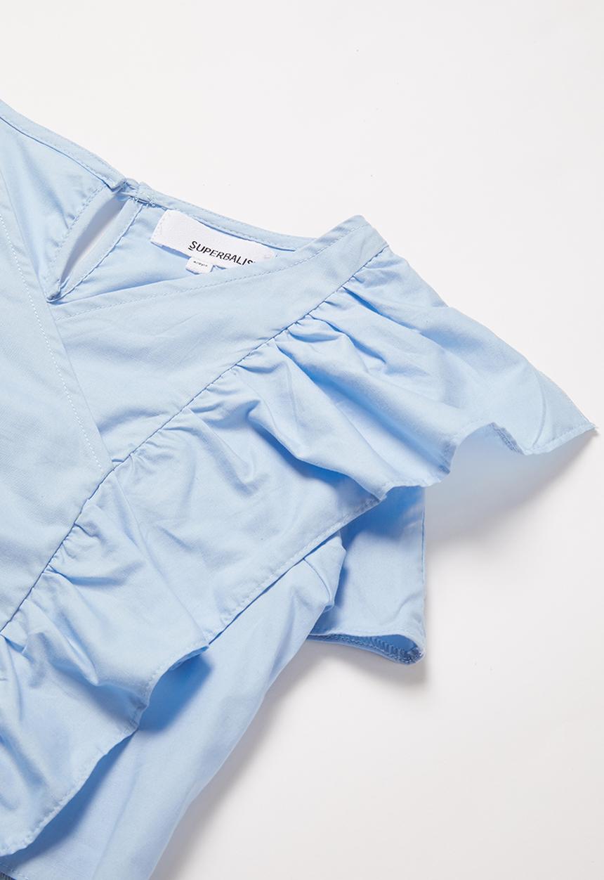 Superbalist - Girls cropped ruffle top - blue