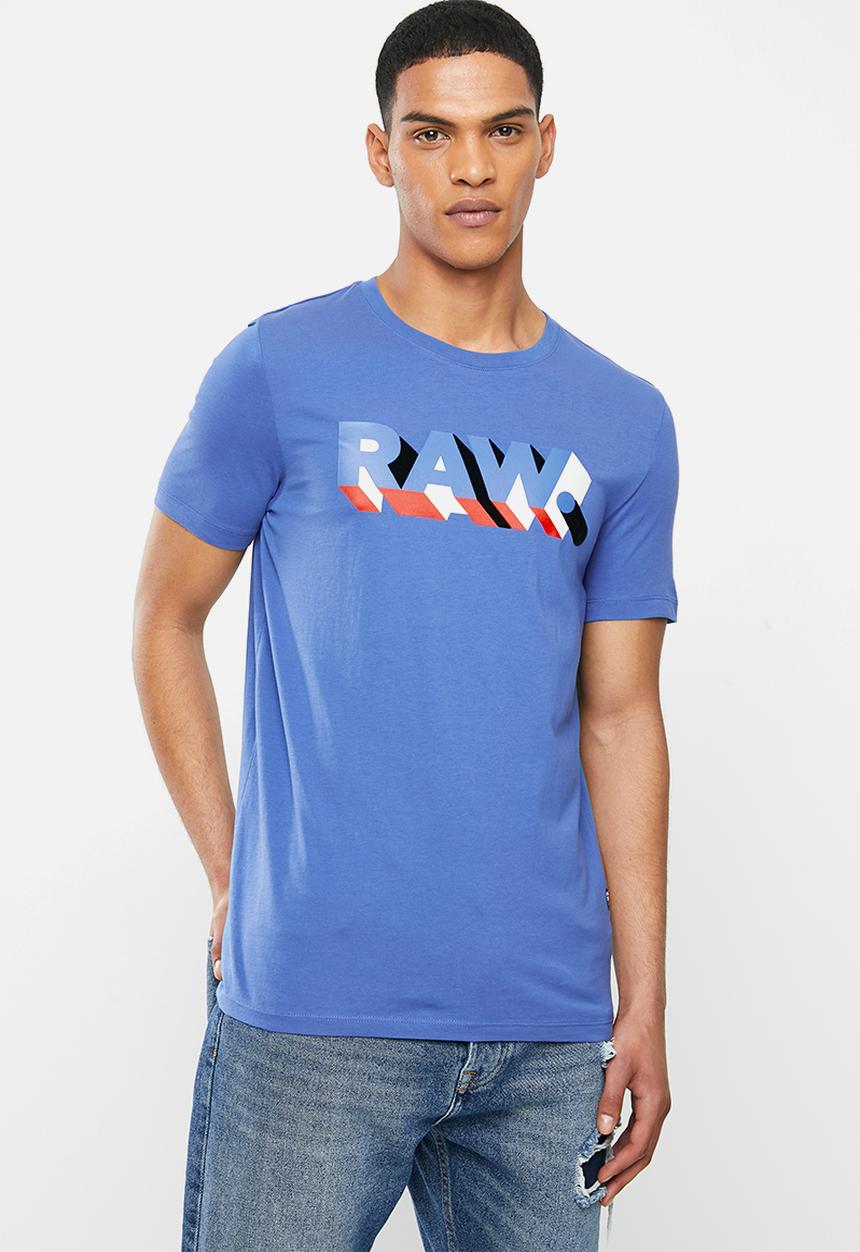 G-STAR - Raw text slim fit short sleeve tee - blue