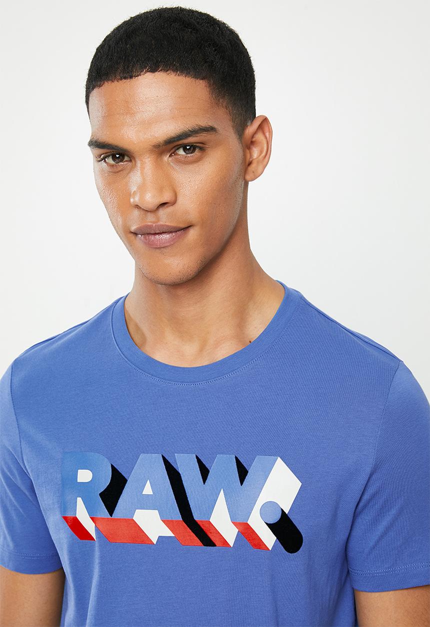G-STAR - Raw text slim fit short sleeve tee - blue