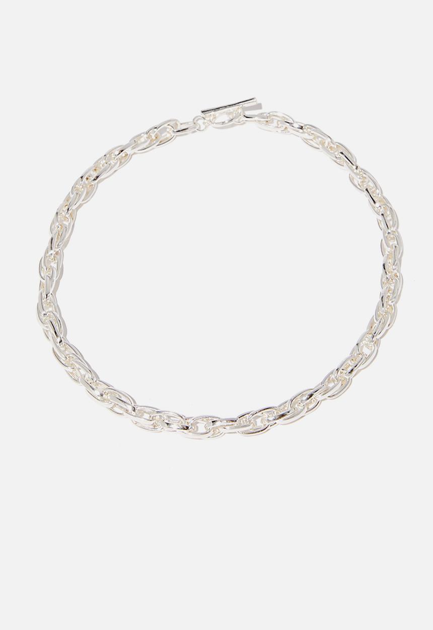 Rubi - Chunky rope chain fob treasures necklace  - silver