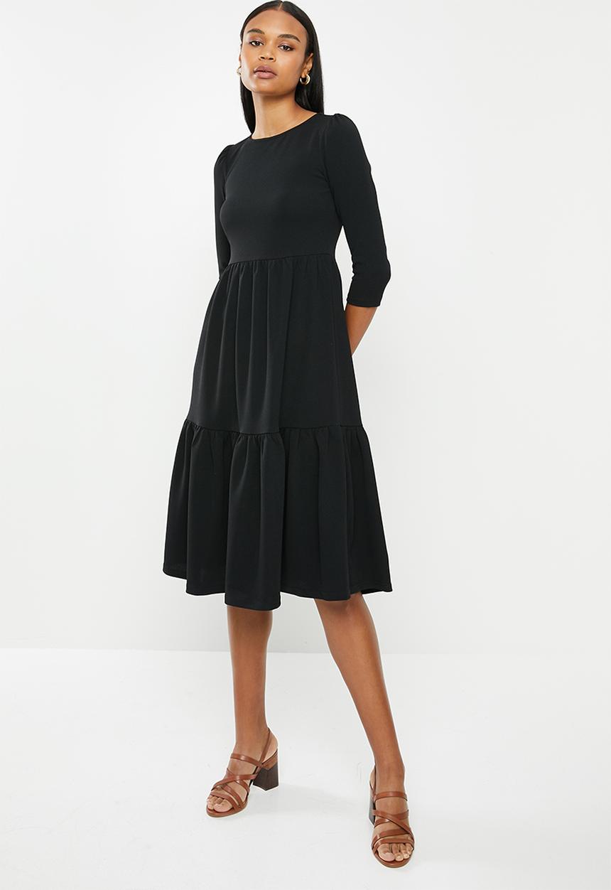 edit - Tiered knit dress- black