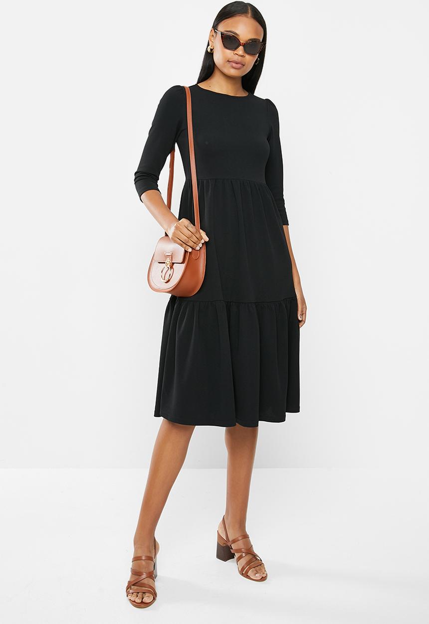 edit - Tiered knit dress- black