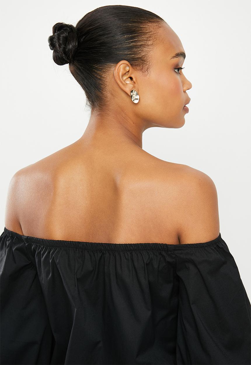 MILLA - Bardot statement sleeve top - black