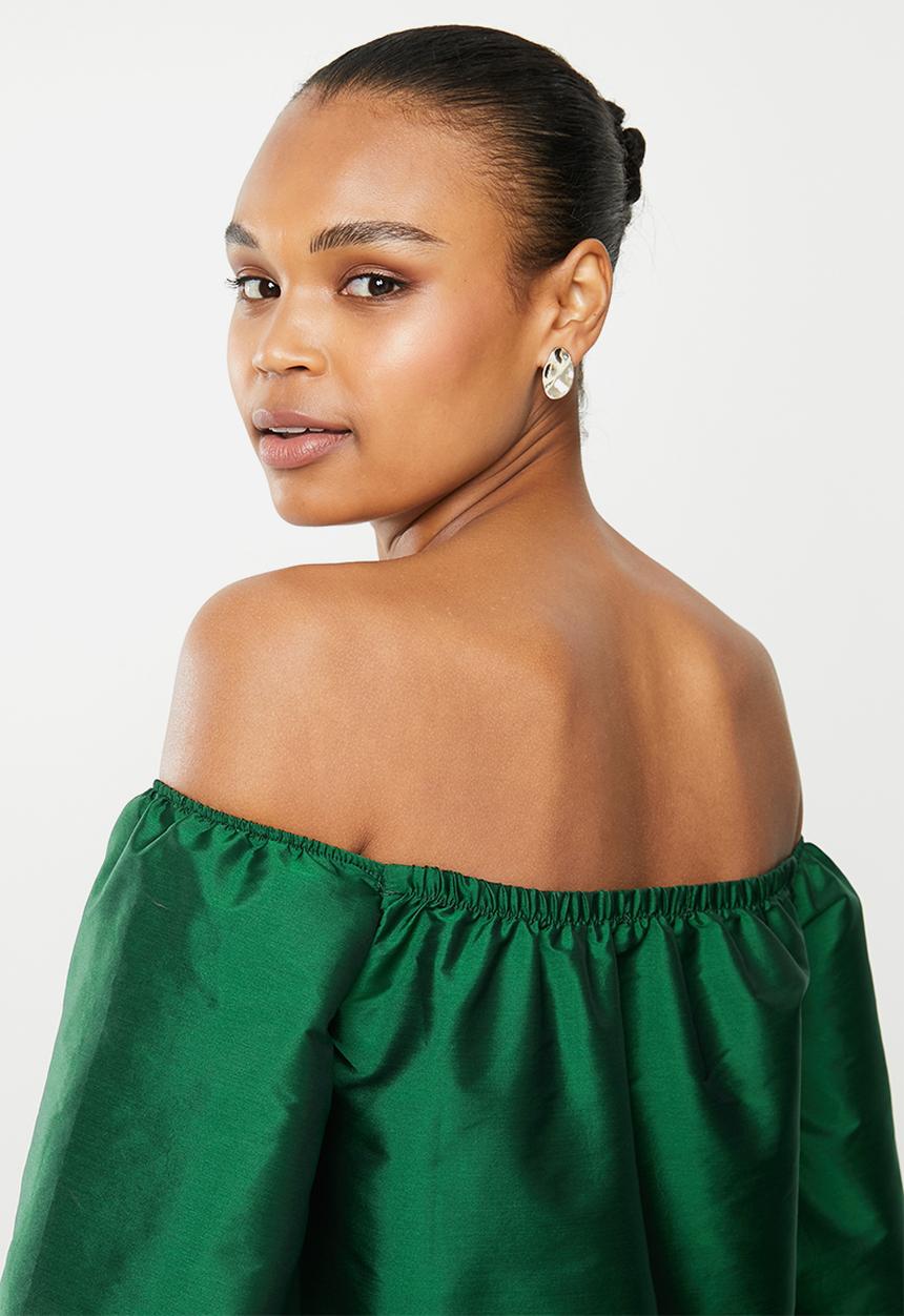MILLA - Bardot statement sleeve top - emerald