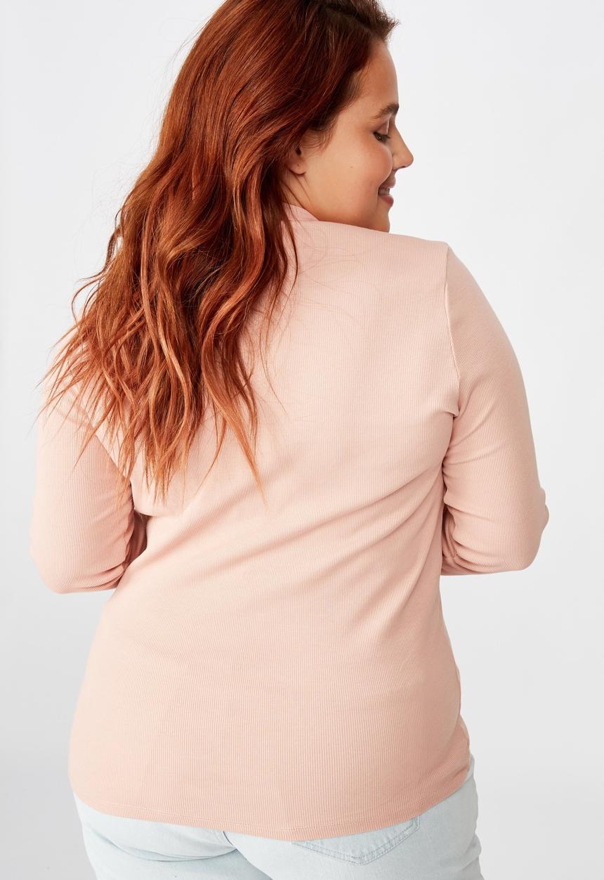 Cotton On - Curve the turn back long sleeve top - misty rose