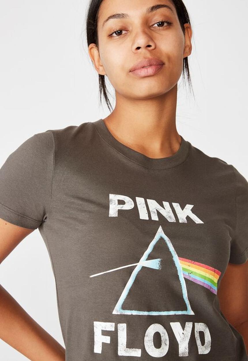 Cotton On - Essential pink floyd T-shirt - pink floyd heritage logo & grey