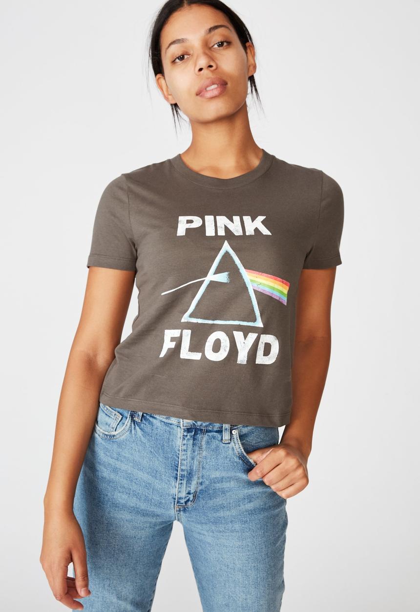 Cotton On - Essential pink floyd T-shirt - pink floyd heritage logo & grey