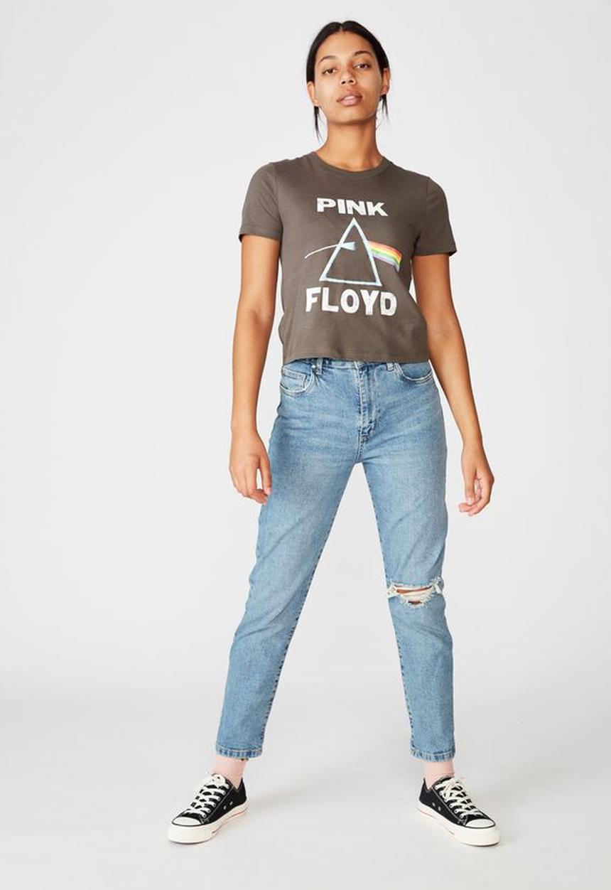 Cotton On - Essential pink floyd T-shirt - pink floyd heritage logo & grey