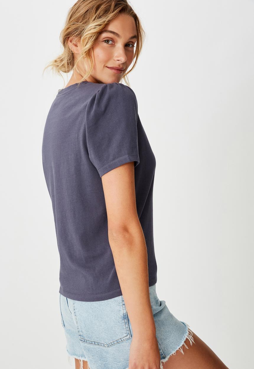 Cotton On - Puff sleeve short sleeve top - midnight navy