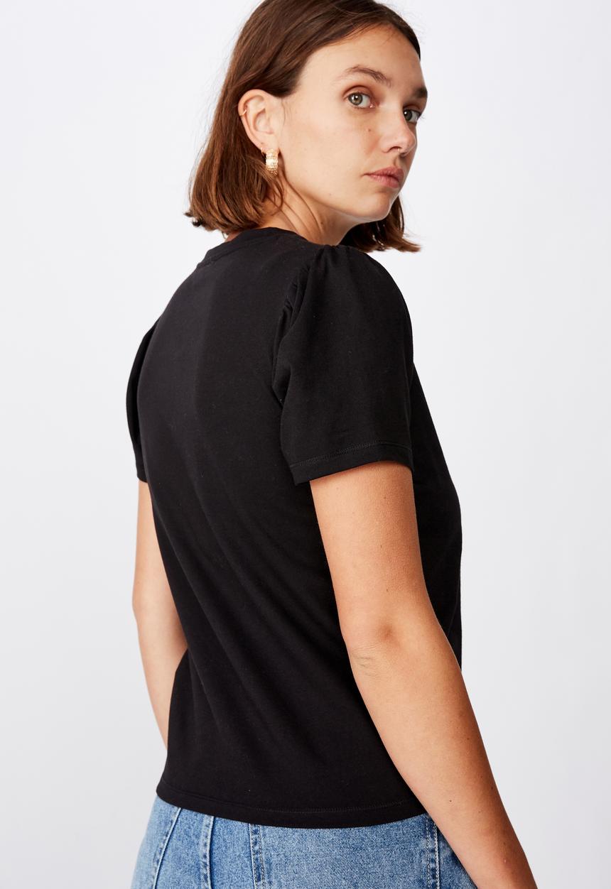 Cotton On - Puff sleeve short sleeve top - black