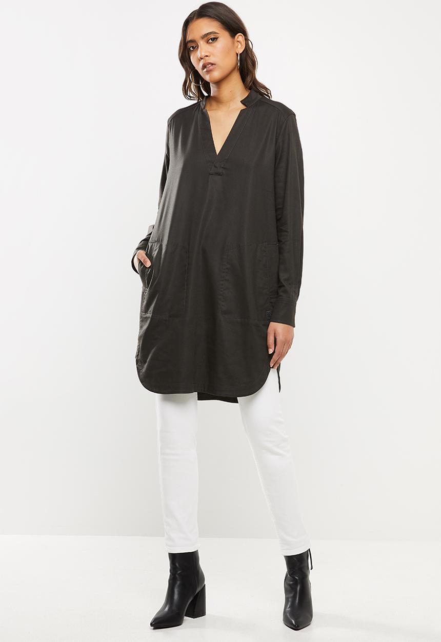 G-STAR - Milary v-neck shirt dress long sleeve - raven