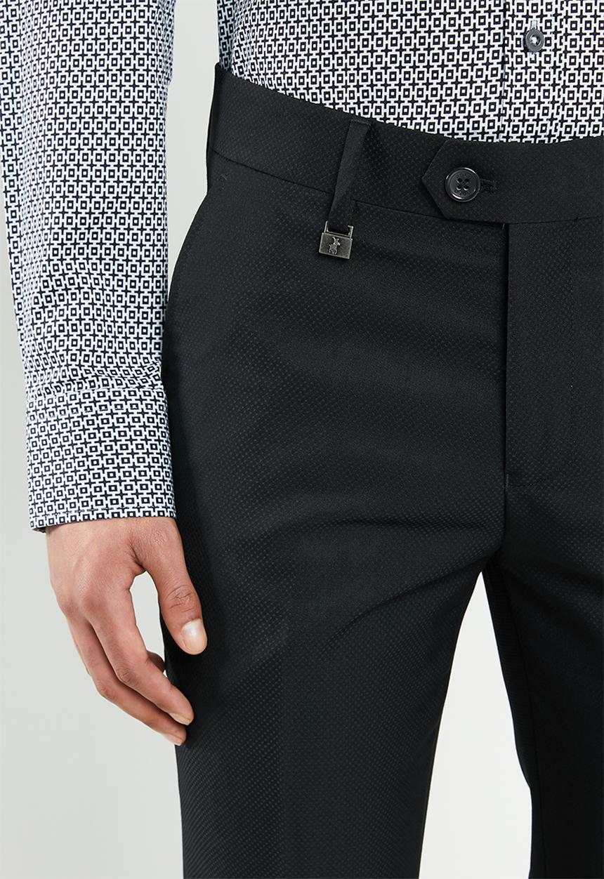 POLO - Jc birdseye custom fit formal trouser - black