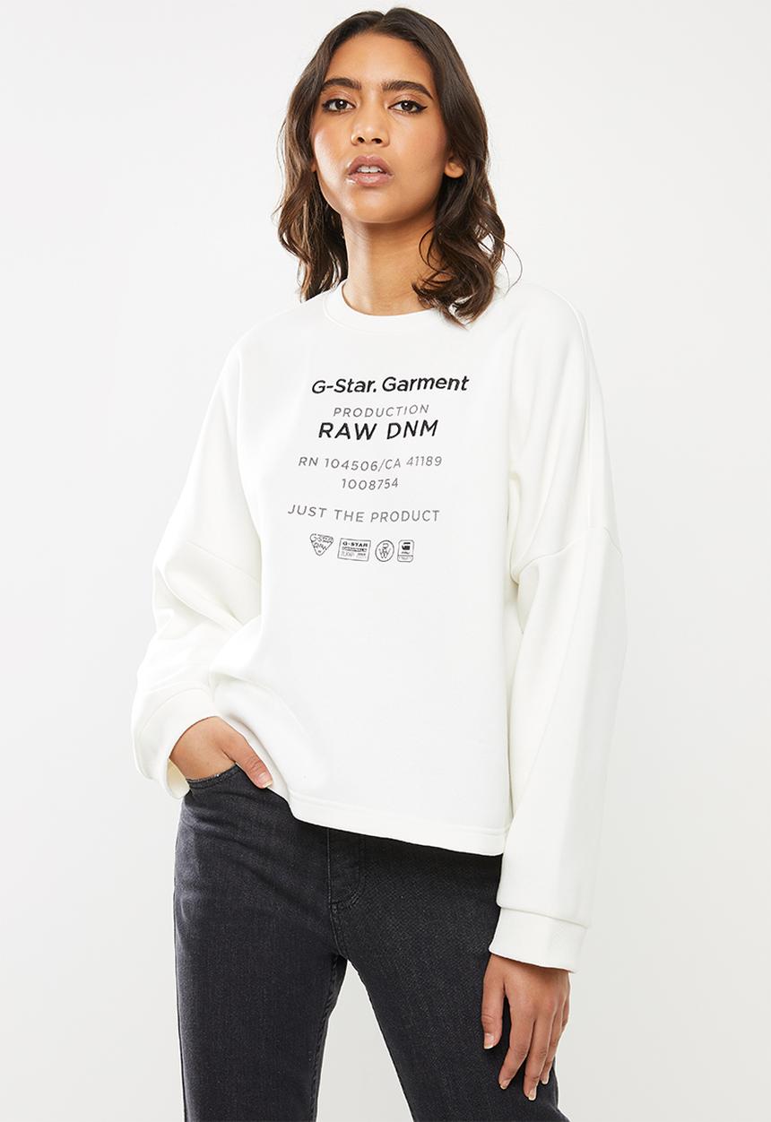 G-STAR - Graphic text relaxed sweat top long sleeve - milk