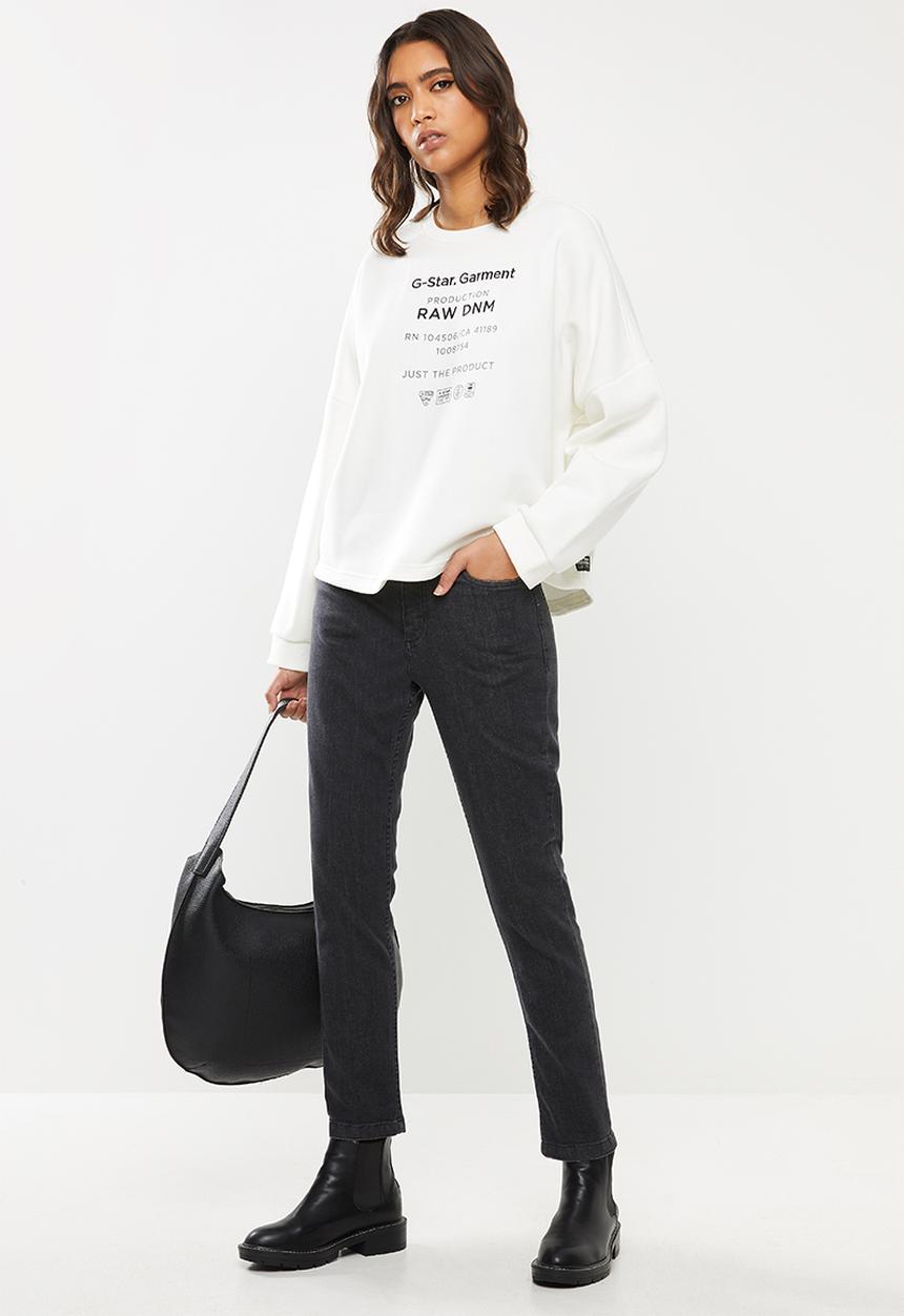 G-STAR - Graphic text relaxed sweat top long sleeve - milk