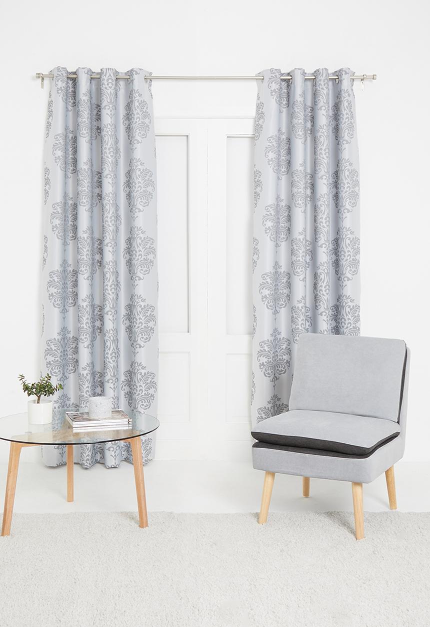 Sixth Floor - Eyelet lined woven jacquard curtain - grey