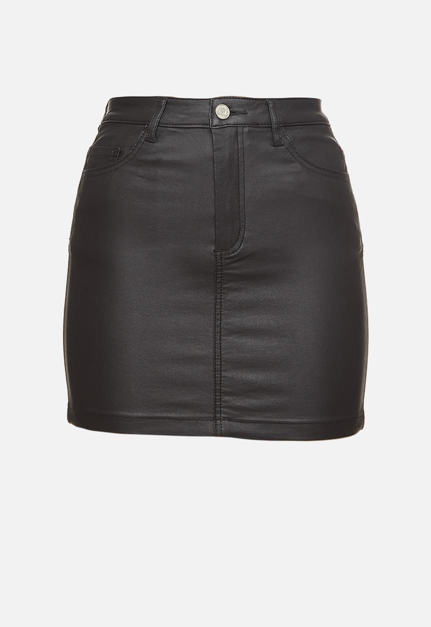 Missguided - Petite coated superstretch mini skirt - black