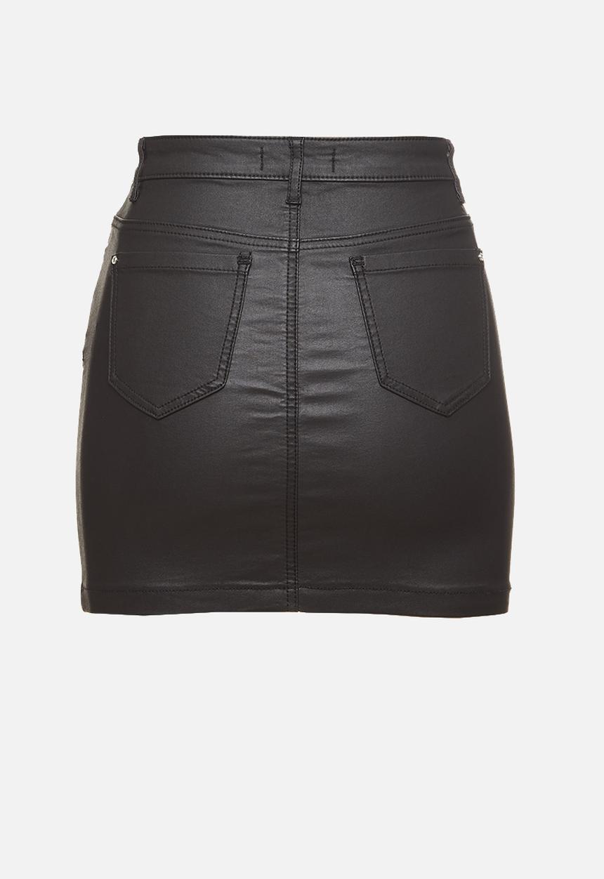 Missguided - Petite coated superstretch mini skirt - black