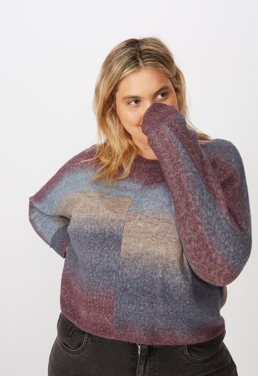 Cotton On - Curve serena cropped batwing pullover - blue ombre 