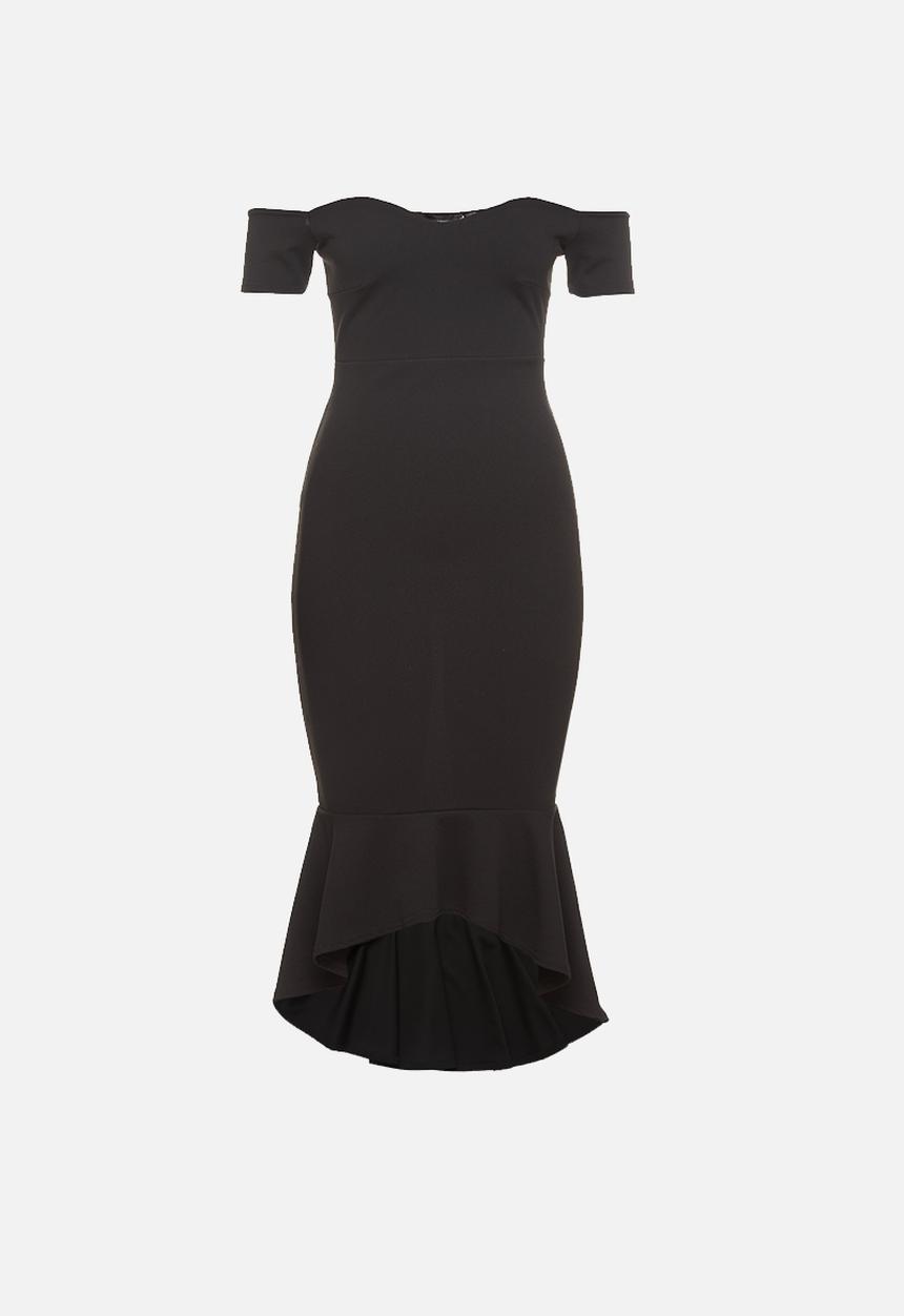 Missguided - Petite bardot fishtail hem midi dress - black