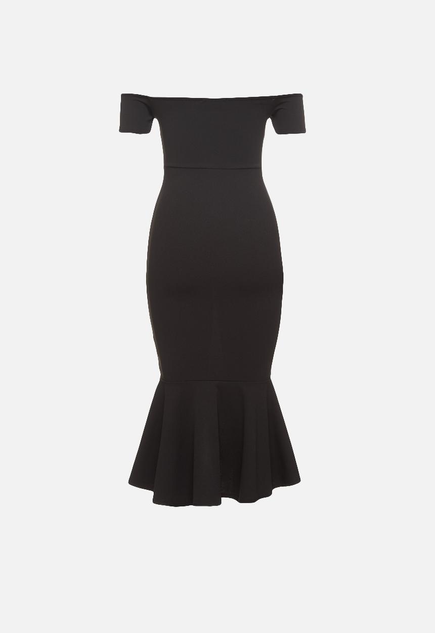 Missguided - Petite bardot fishtail hem midi dress - black